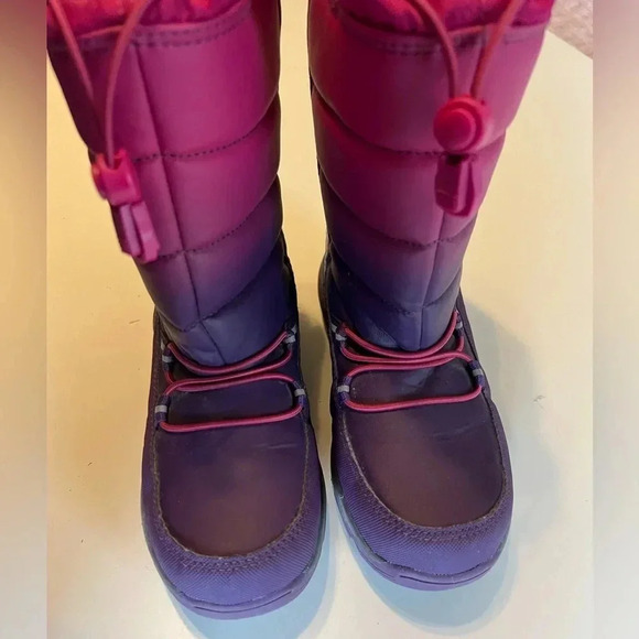 Lands End Girls Pink Purple Snow Winter Boots Size 1 GUC - Picture 5 of 8